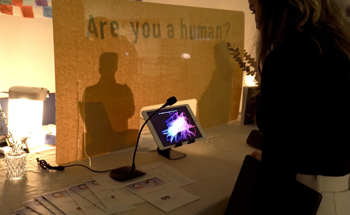 Visitor taking the Future CAPTCHA test at the exhibition