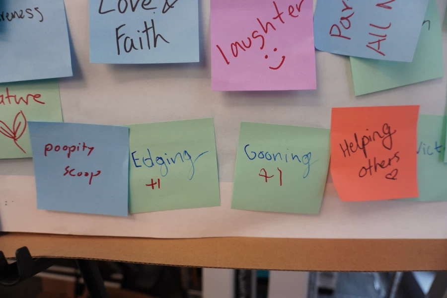 Survey board note: Laughter, and answers nobody expected