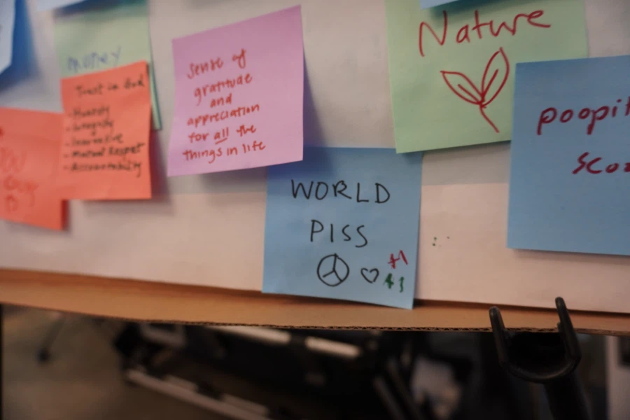 Survey board note: Gratitude for all the things in life