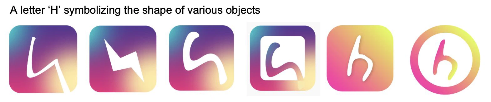 Draft 1 icon explorations, letter H