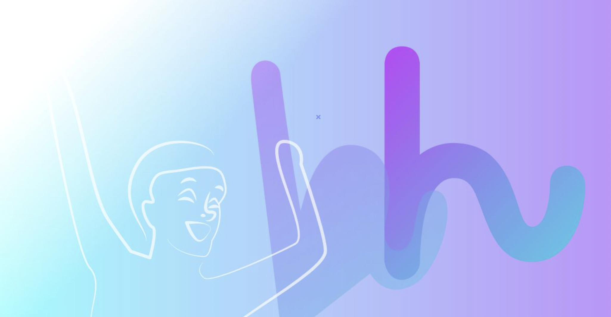 A cheering person with arms open, drawn so the arm and body form a lowercase h