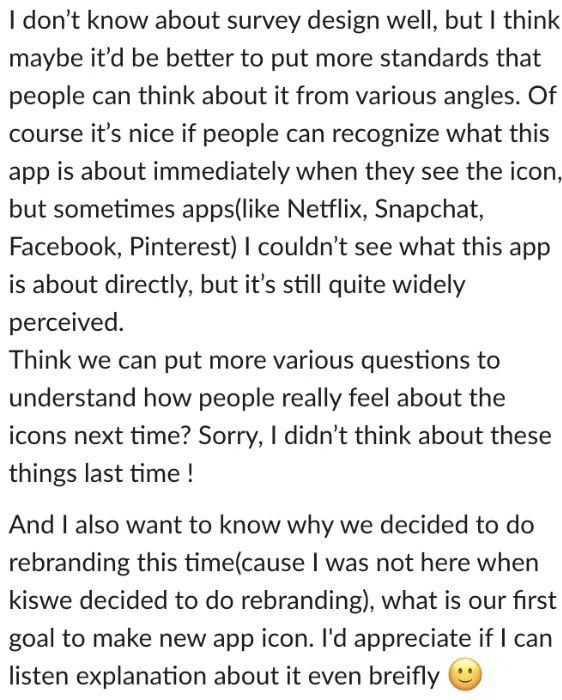 Slack message asking for several criteria